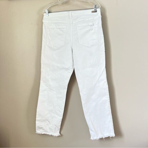 Liverpool Distressed The Crop Straight White Women's Freyed Hem Jeans Size 10/30 - Picture 3 of 15